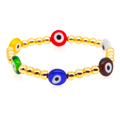 

Ethnic Colored Glass Evil Eye Ladies Bracelet, Color: Qt-B200017A