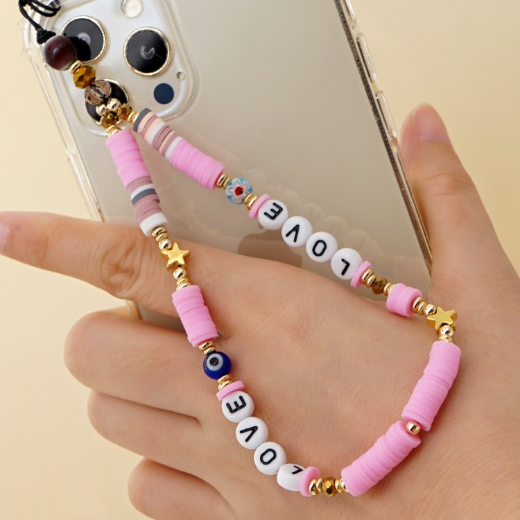 

Soft Pottery Short Type Mobile Phone Chain Wrist Lanyard(Qt-k210010a)
