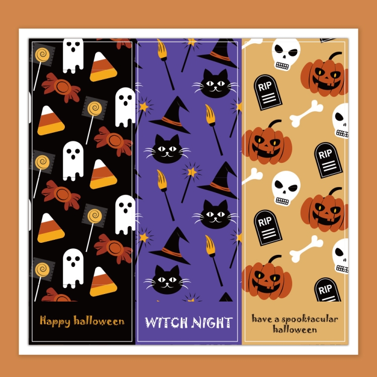 

50 Sheets Halloween Rectangular Sticker Gift Box Seal Sticker(H2)