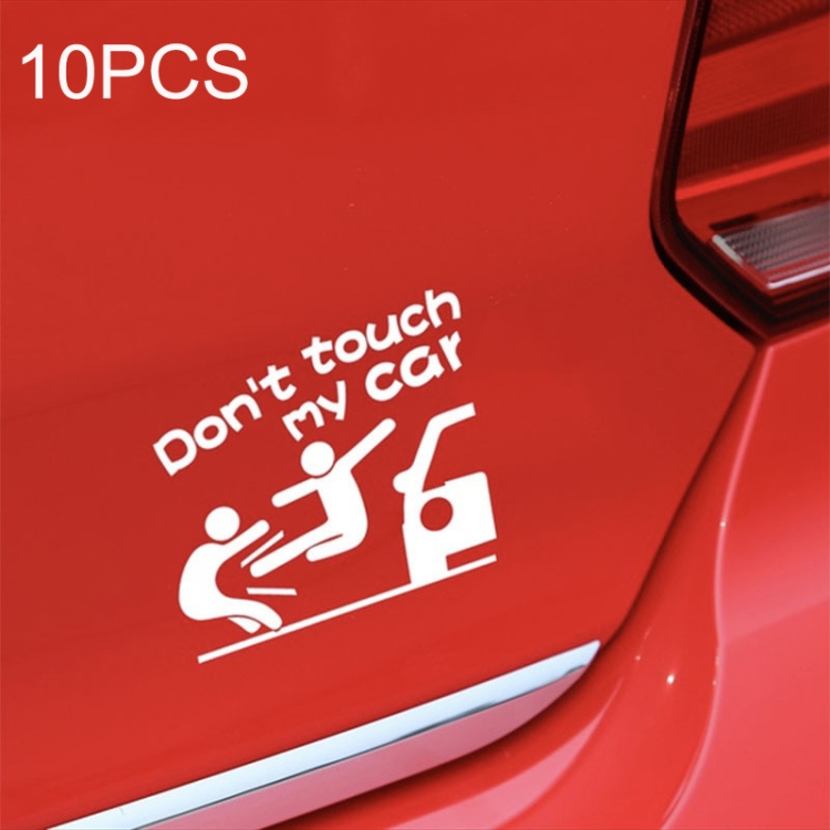 

10PCS Reflective Funny Text Do Not Touch My Car Car Sticker(White)