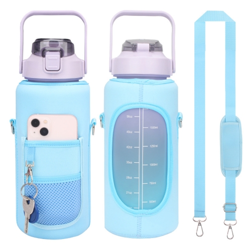 

2L Diving Material Water Bottle Cover Case with Strap(Blue Metal Buckle)