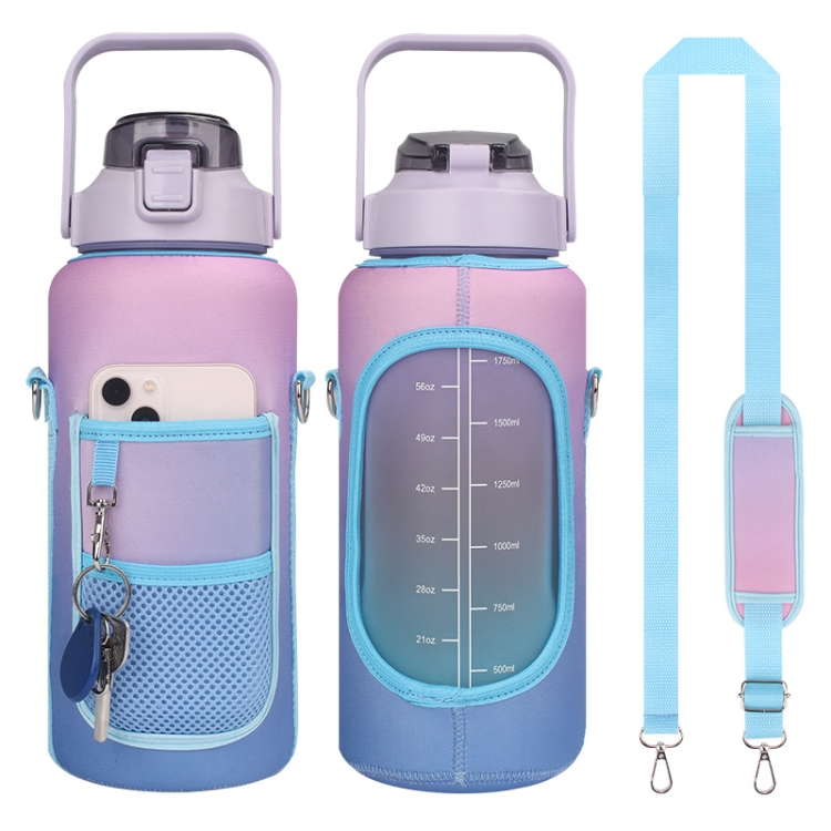 

2L Gradient Color Water Bottle Cover Case Sleeve with Strap(Gradient Purple)