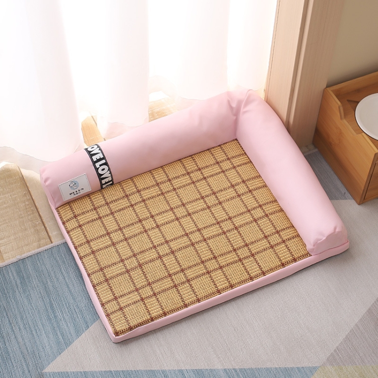 

Summer Mat Type Cat and Dog Kennel Removable and Washable Pet Bed, Size: S(Four Corners Pink)