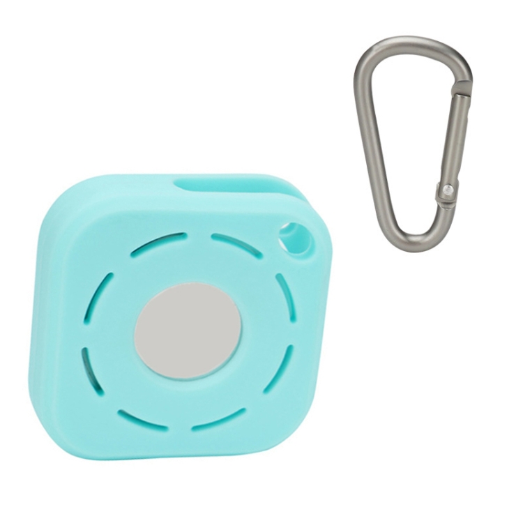 For Samsung Galaxy SmartTag 2 Holder Case Scratch Resistant Silicone  Protective Cover with Carabiner - Mint Green