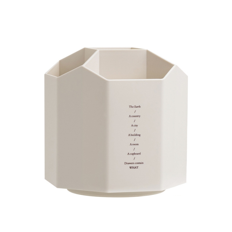 

Large Capacity Desktop Storage Box Student Office Pen Bucket, Color: Rotating Beige