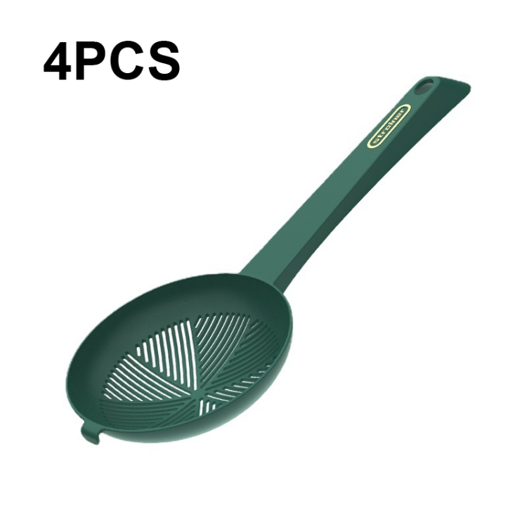 

4 PCS YZ039 House Long Handle Drain Filter High Temperature Resistant Spoon Filter(Dark Green)