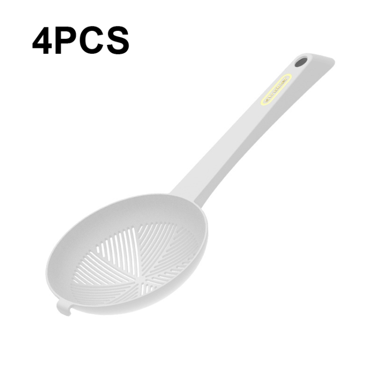 

4 PCS YZ039 House Long Handle Drain Filter High Temperature Resistant Spoon Filter(White)
