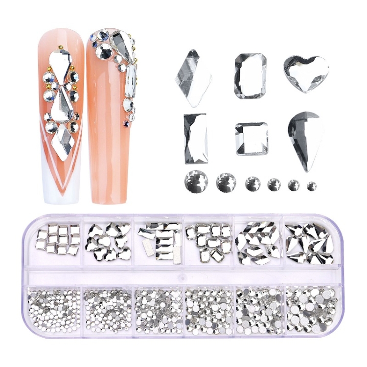 

12 Grid Flat Bottom Shaped Nail Rhinestones Nail Decoration, Specification: 03