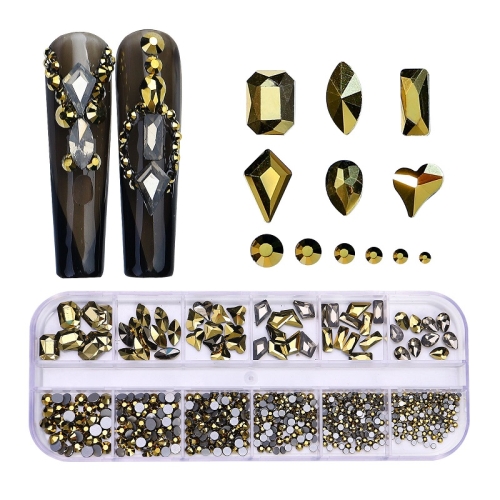 

12 Grid Flat Bottom Shaped Nail Rhinestones Nail Decoration, Specification: 13