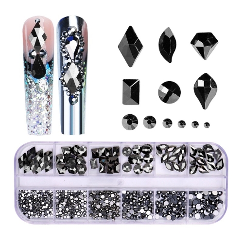 

12 Grid Flat Bottom Shaped Nail Rhinestones Nail Decoration, Specification: 14