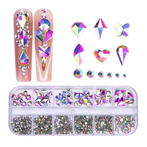 

12 Grid Flat Bottom Shaped Nail Rhinestones Nail Decoration, Specification: 16