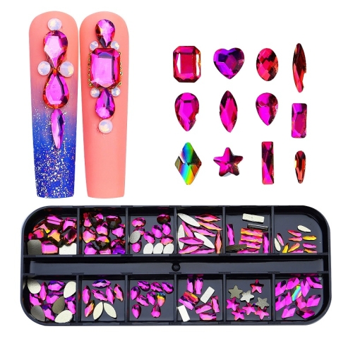 

12 Grid Flat Bottom Shaped Nail Rhinestones Nail Decoration, Specification: 22