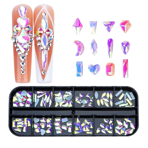 

12 Grid Flat Bottom Shaped Nail Rhinestones Nail Decoration, Specification: 23