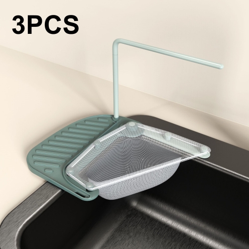 

3 PCS JM055 Kitchen Sink Drain Grid Frame Triangular Sink Standing Rack(Green)