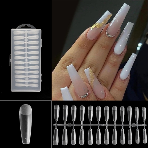 

240 PCS Extended Manicure No-Engraving Frosted Thin Nail Piece WH-107 Single Number 5-9