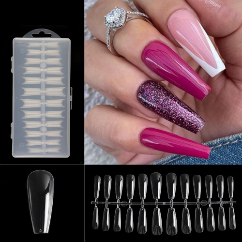 

240 PCS Extended Manicure No-Engraving Frosted Thin Nail Piece WH-0163