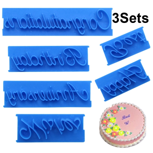 

3 Sets A020 Cake Decorating Hand Lettering Phrase Fondant Stamp Mold(Blue)