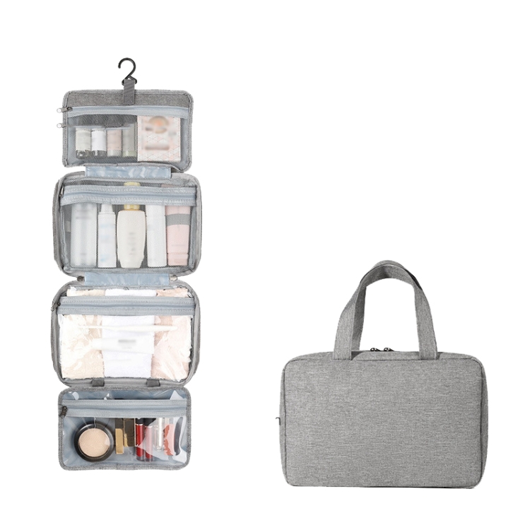 

13552A Travel Waterproof Foldable Toiletry Bag Cosmetic Bag with Hook, Color: Grey
