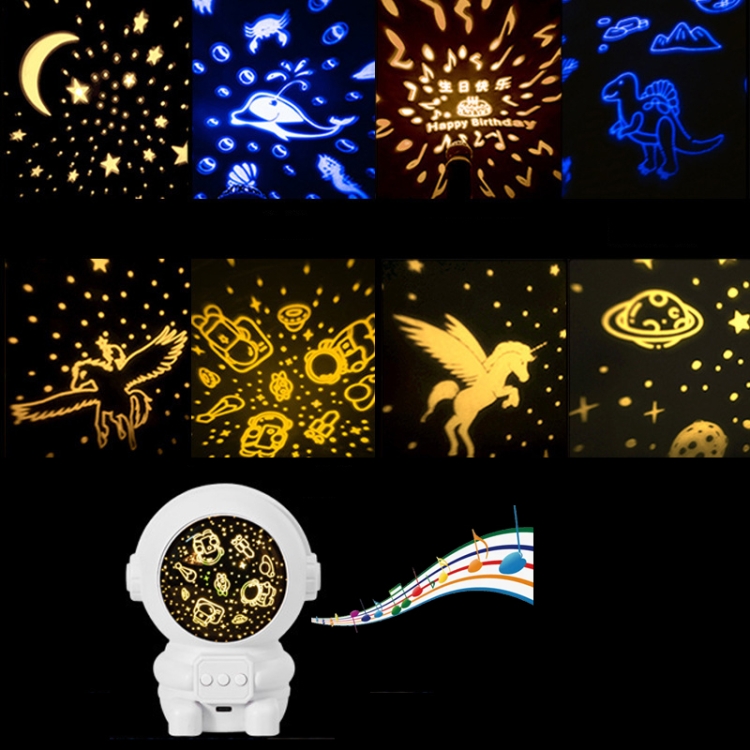 

T01 Astronaut Star Projector Laser LED Night Light, Style: 8 Patterns + Music