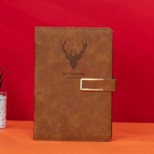 

Simple Meeting Record Notebook, Specification: 100 Sheets 200 Pages(A5 Brown Magnetic Buckle)