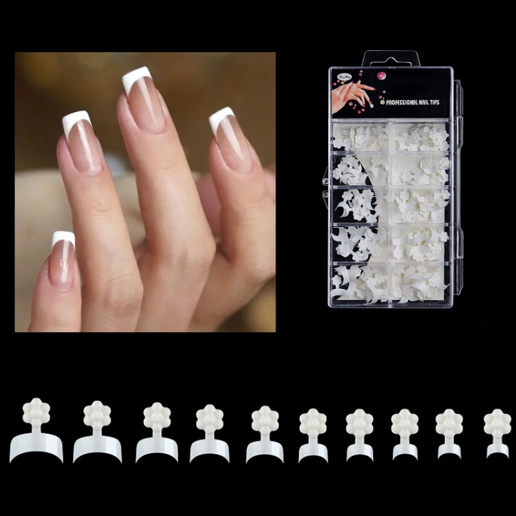 

100 PCS/Box Plum Blossom Crescent Art Nail Extension Nail Plate
