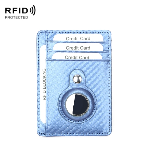 

TQ-319 Anti-Theft Anti-Lost Tracker Leather Card Holder For AirTag, Style: Carbon Fiber (Blue)