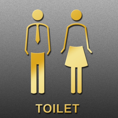 

19 x 14cm Personalized Restroom Sign WC Sign Toilet Sign,Style: Tie-Golden Public