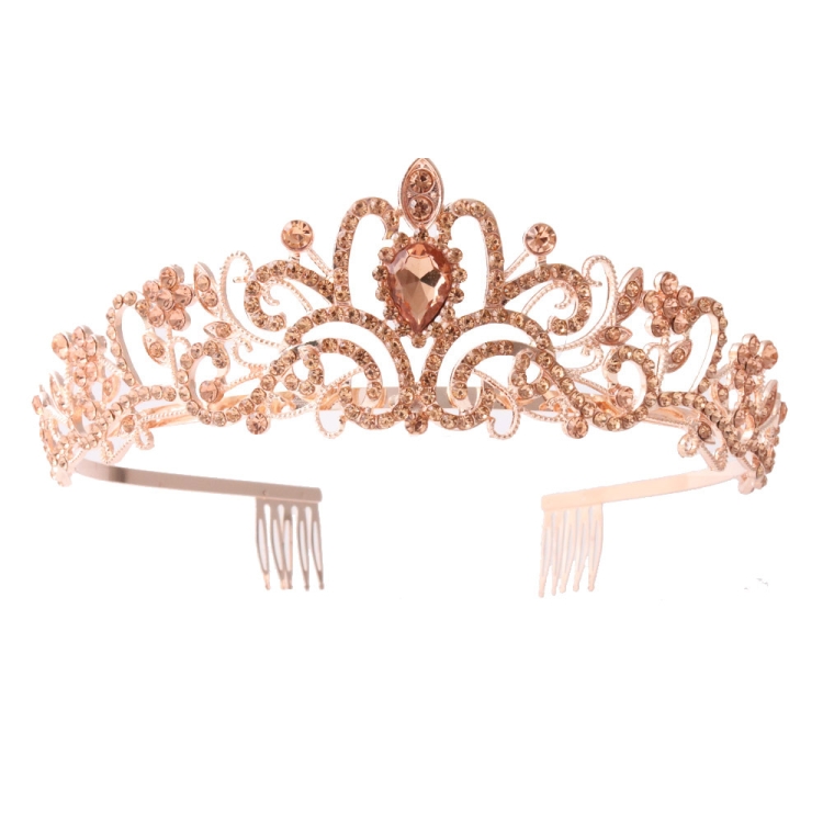 

G2888 Crystal Diamond Wedding Party Braided Hair Crown Show Headband, Color: Champagne