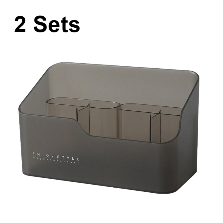 

2 Sets Mirror Cabinet Separated Cosmetics Lipstick Desktop Sorting Storage Rack(Small+Large Black)