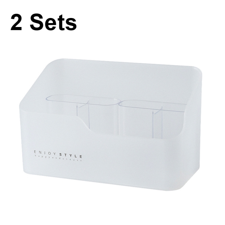

2 Sets Mirror Cabinet Separated Cosmetics Lipstick Desktop Sorting Storage Rack(Small+Large White)