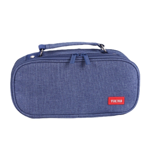 Angoo Large Capacity Pencil Case Cute Canvas Stationery Bag, Color: Blue  Gray –