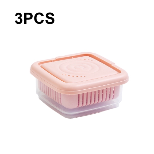 

3 PCS Can Be Separated and Drained Fresh Keeping Box, Color: Pink Small