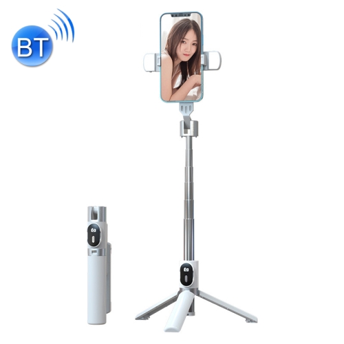 

Retractable Bluetooth Selfie Stick Mobile Phone Live Broadcast Tripod Stand, Style: Double Light (White)