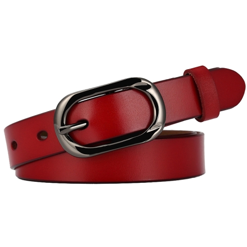 

ZK--052 Soft and Wear-resistant Fine Cowhide Belt with Pin Buckle, Length: 115cm(Red)