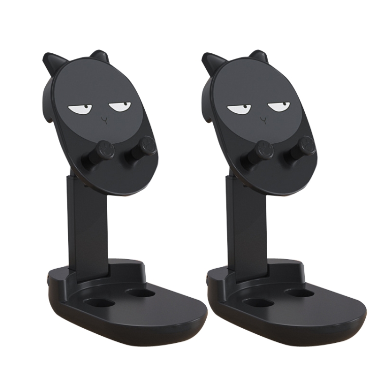 

2PCS Mobile Phone Bracket Desktop Cute Cartoon Tablet Live Broadcast Bracket, Style: Cat Ear (Black)