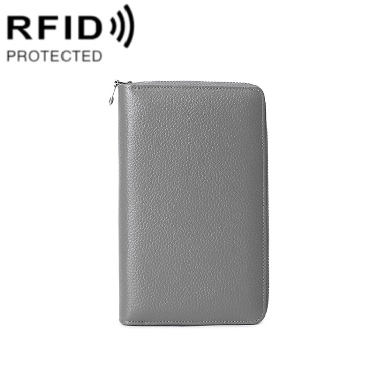 

1659 RFID Anti-magnetic Anti-theft Passport Bag Document Bag Wallet(Grey)