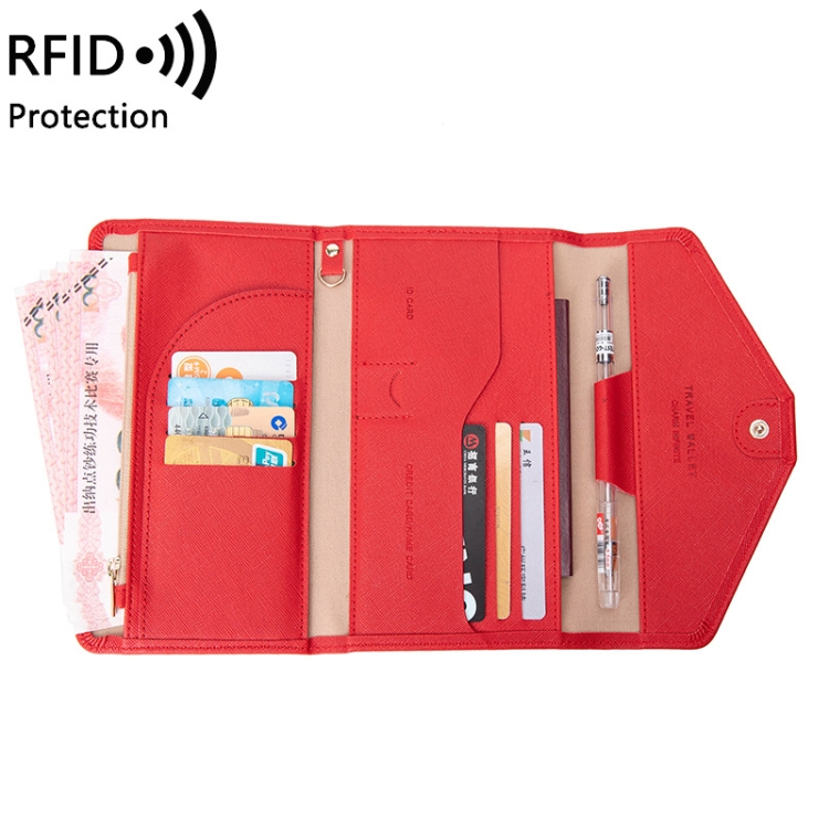 

1655 RFID Anti-magnetic Anti-theft Passport Bag Document Bag Card Bag(Red)