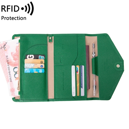 

1655 RFID Anti-magnetic Anti-theft Passport Bag Document Bag Card Bag(Dark Green)