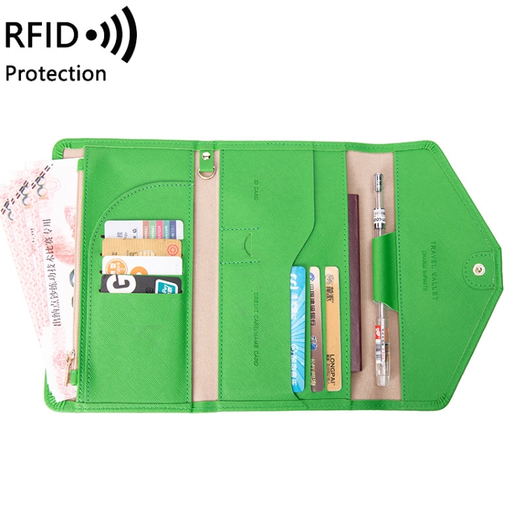 

1655 RFID Anti-magnetic Anti-theft Passport Bag Document Bag Card Bag(Grass Green)