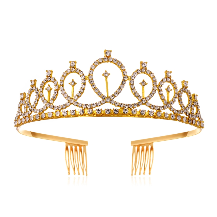 

WM-02 Crystal Diamond Birthday Party Wedding Updo Crown, Color: Gold