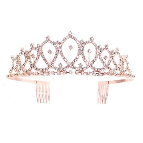 

WM-02 Crystal Diamond Birthday Party Wedding Updo Crown, Color: Rose Gold