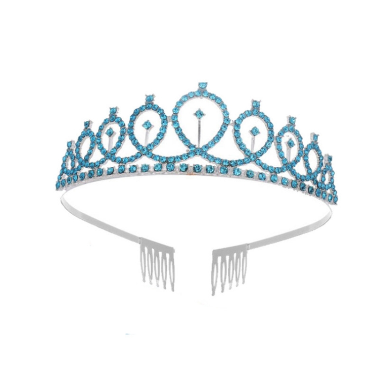 

WM-02 Crystal Diamond Birthday Party Wedding Updo Crown, Color: Blue