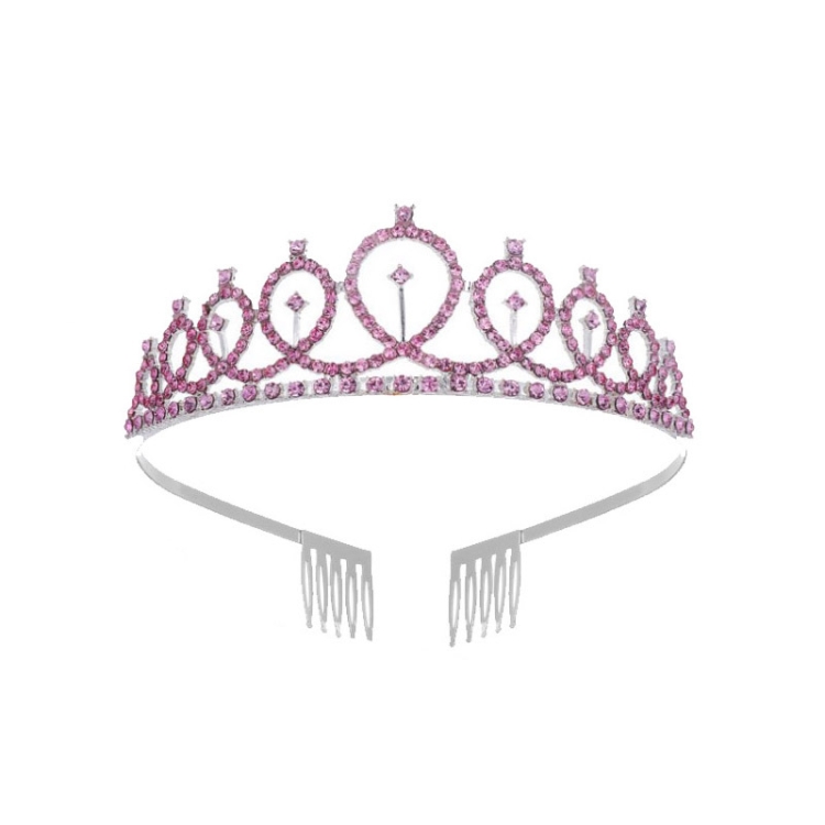

WM-02 Crystal Diamond Birthday Party Wedding Updo Crown, Color: Pink