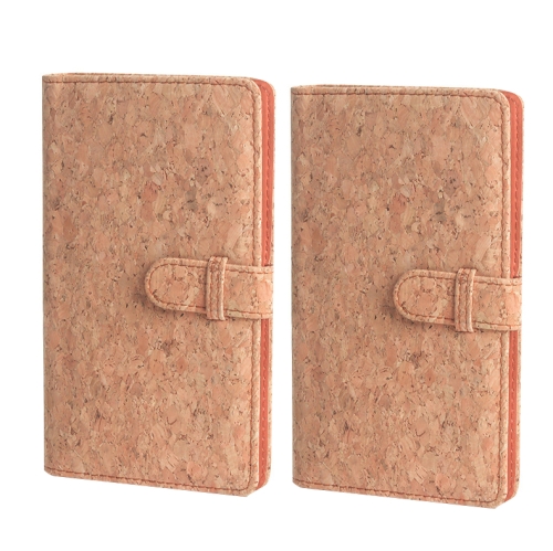 

2PCS CAIUL 3 Inch Cork Photo Album Large-capacity Business Card Holder Bank Card Storage Book (Wood Color)