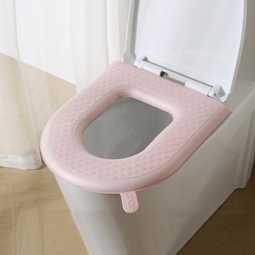 家用加厚防水可擦洗馬桶墊，顏色：粉色