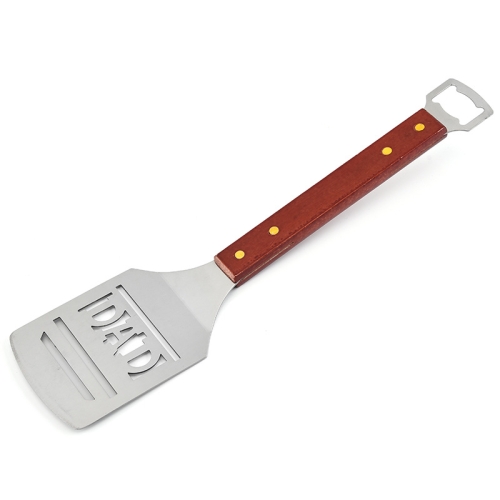 

Stainless Steel BBQ Letter Shovel Outdoor Camping BBQ Tools With Bottle Opener Function(Brown)