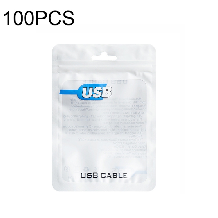 

100 PCS USB Cable Packaging Bag Data Cable Bag Ziplock Bag 10.5 x 15 cm