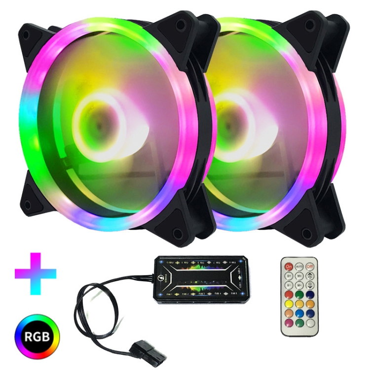 

Computer CPU RGB luminous Radiator 2 Fans+Remote Control