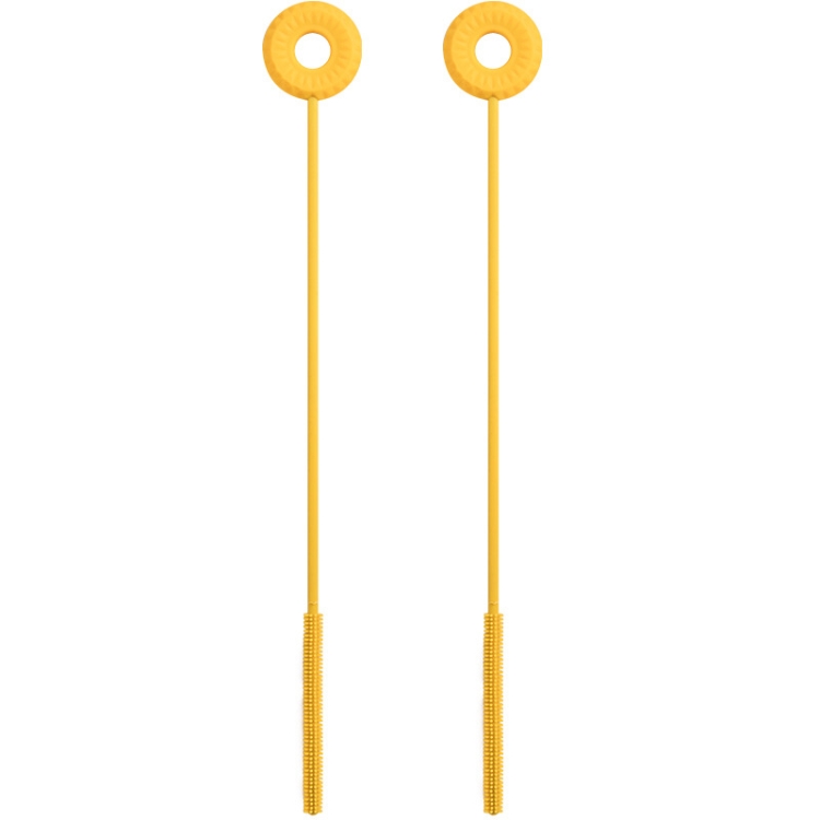 

2PCS Round Silicone Straw Brush Baby Cup Brush Milk Bottle Clean Brush(Yellow)