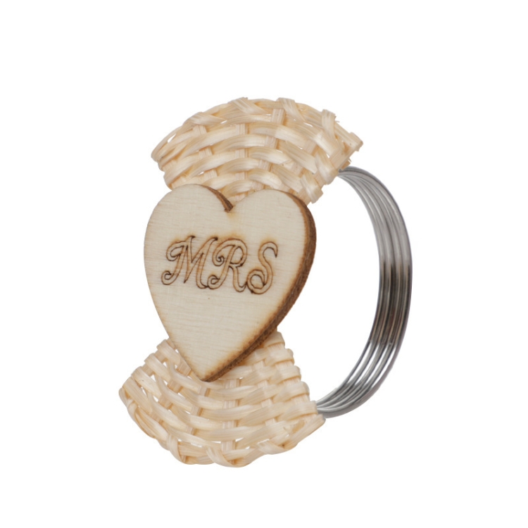 

2 PCS Retro Handmade Rattan Weave Napkin Buckle Western Dining Table Napkin Ring 6649